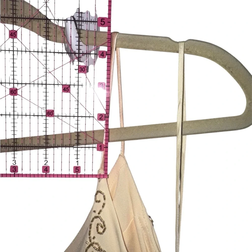 Dave & Johnny Beaded Formal Dress Champagne Yellow/Gold Size 5/6 - Picture 9 of 14